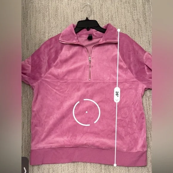 WILD FABLE MEDIUM QUARTER ZIP VELOUR VELVET OULL OVER LONG SLEEVE - Picture 3 of 8